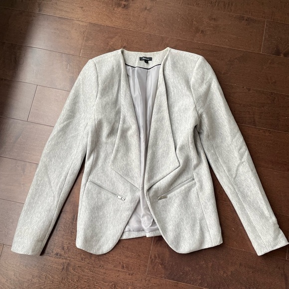 Reitmans size 4 open front gray herringbone blazer - Picture 2 of 7